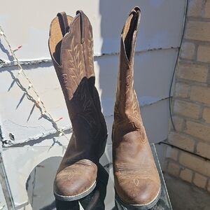 Classic Brown Leather Cowboy Boots